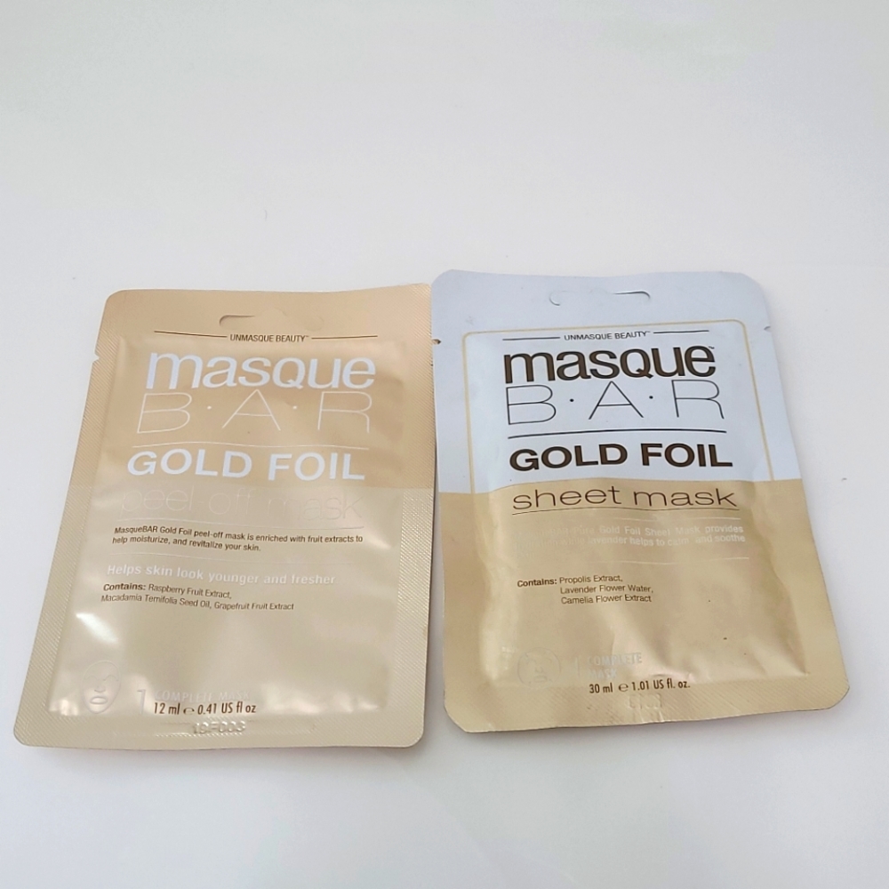 (2) NEW Masque Bar Gold Foil Mask - sheet & peel o
